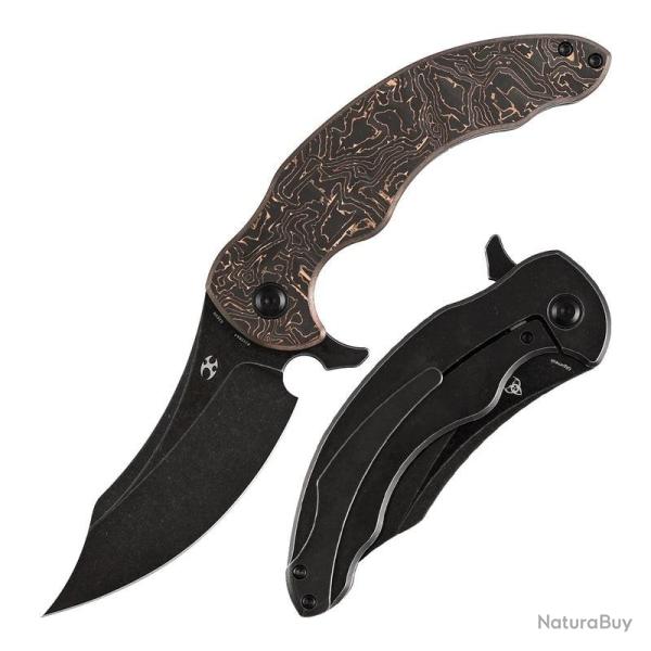 Couteau Kansept Gilgamesh Lame Acier CPM S35VN Manche Carbone Cuivre Titane Frame Lock K1128A4