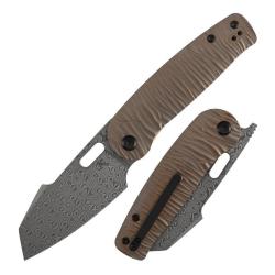 Couteau Pliant Kansept Orlok Lame Acier Damas Manche Titane Bronze Nested Liner Lock K2111A7