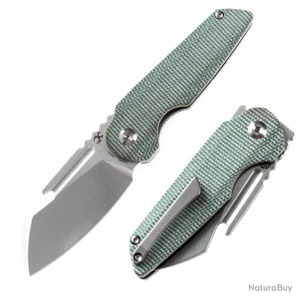 Couteau Pliant Kansept Rafe Lame Acier CPM S35VN Manche Micarta Vert Liner Lock K2048A3