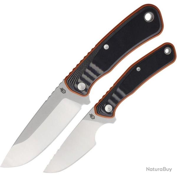 Couteau Fixe Gerber Downwind Hunter Combo Lame Acier 7Cr17MoV Manche G10 Noir et Orange G1071314