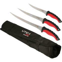 Set Couteaux &agrave; Filet Utica Lake Slayer Combo Lame Acier 440 Manche Nylon Noir et Rouge UTK917085CP
