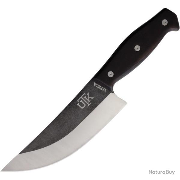 Couteau � D�couper Utica Homestead II Lame Acier 440C Manche �b�ne Noir �tui Cuir USA UTK11760