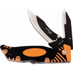 Couteau Utica Deer Razor Lame Acier Inox Manche Caoutchouc Noir et Orange Lockback UTK91RT500CP