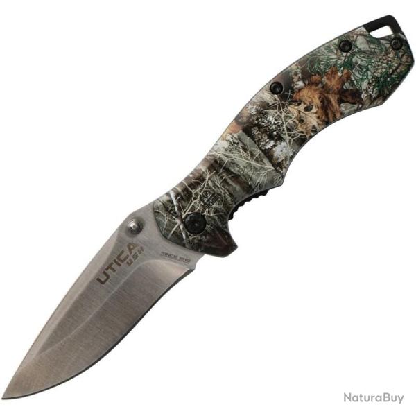 Couteau Pliant Utica Bush Trail III Lame Acier 8Cr13MoV Manche ABS Camo Linerlock UTK91RT1077CP