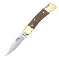 Couteau Pliant Utica Original Lame Acier Carbone Manche Bois Marron Lockback USA UTK11169CP