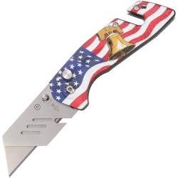 Lot of 3 Couteau S-TEC Utility Flag Bell Lame Inox Manche Aluminium Bleu Blanc Rouge STT202506