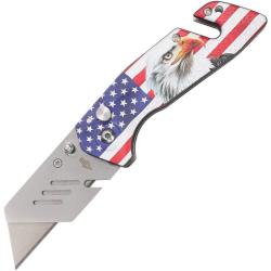 Lot of 3 Couteau S-TEC Utility Flag Eagle Lame Inox Manche Aluminium Bleu Blanc Rouge STT202505
