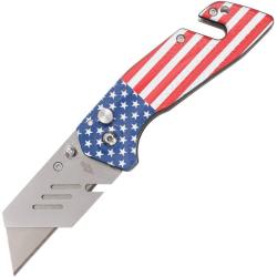 Lot de 3 Couteau S-TEC Utility Flag Lame Inox Manche Aluminium Bleu Blanc Rouge Button STT202501