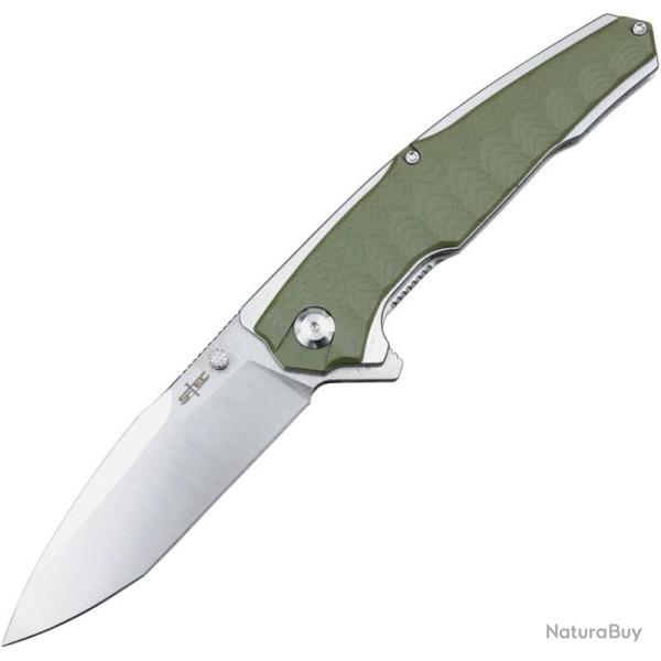 Couteau Pliant S-TEC TS026 Lame Acier 8Cr14MoV Manche G10 Vert Olive Linerlock STT026