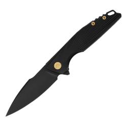 Couteau Pliant FerraMonster Aurora Rays Lame Acier M390 Manche Titane Noir Frame Lock FMR23002C