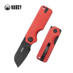 Couteau Kubey Boxer Lame Acier 14C28N Noire Manche G10 Rouge Linerlock KUB407D