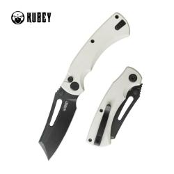 Couteau Kubey Dheo Lame Acier 14C28N Noire Manche G10 Blanc Flipper KUB378E