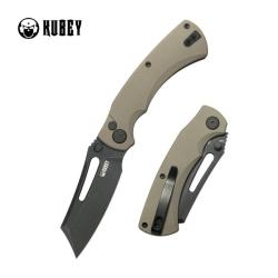 Couteau Kubey Dheo Lame Acier 14C28N Noire Manche G10 Beige Flipper KUB378D