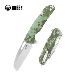 Couteau Kubey 10-8 Lame Acier 14C28N Manche G10 Camo Coupe-Ceinture Button Lock KUB363D