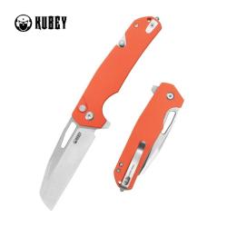 Couteau Kubey 10-8 Lame Acier 14C28N Manche G10 Orange Coupe-Ceinture Button Lock KUB363B