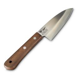 Couteau Fixe HPA Deba Lame Acier AUS-8 Manche Bois de Noyer Made In Japan HPA008