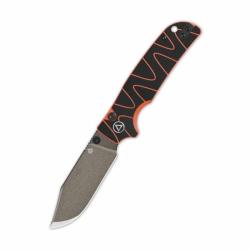 Couteau QSP Kali Lame Acier 14C28N Champagne Manche G10 Noir Orange Button Lock QS159D2