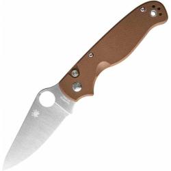 Couteau Pliant Spyderco ButtonUp Lame Acier 8Cr13MoV Manche G10 Marron Button Lock SC275GPBN