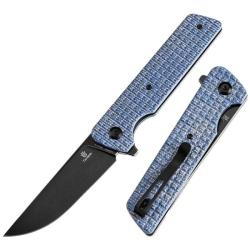 Couteau Tenable Anomaly Lame Acier Nitro-V Noire Manche Micarta Bleu Frag Linerlock T2038A3