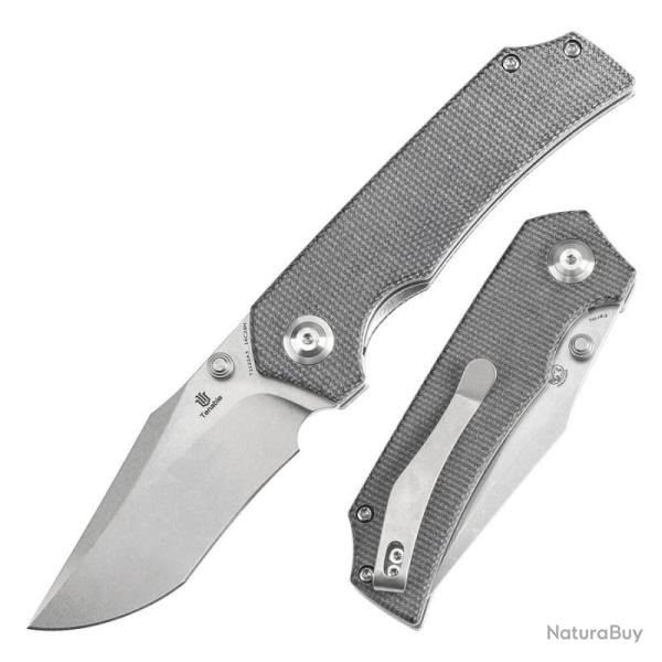 Couteau Tenable Fermi Lame Acier 14C28N Manche Micarta Noir Linerlock T1122A3