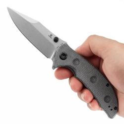 Couteau Tenable Rei Lame Acier 14C28N Manche Micarta Noir Alv&eacute;ol&eacute; Linerlock T1061A3