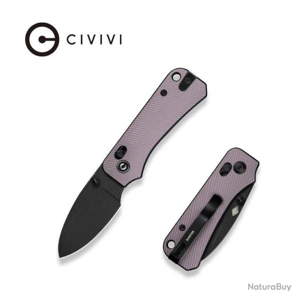 Couteau Civivi Baby Banter 2 Lame Acier Nitro-V Noire Manche Aluminium Violet Crossbar CIVC230742