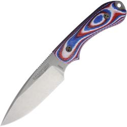 Couteau Fixe Bradford Guardian 3 Lame Acier N690 Manche G10 Rouge Blanc Bleu &Eacute;tui Cuir BRAD3FE125