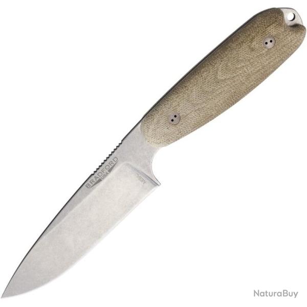 Couteau Fixe Bradford Guardian 3.5XL Lame Acier AEB-L Manche Micarta Vert �tui Cuir USA BRAD35XL102A