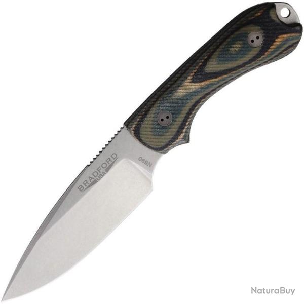 Couteau Fixe Bradford Guardian 3 Lame Acier N690 Manche G-Wood Vert For�t �tui Cuir USA BRAD3FE128