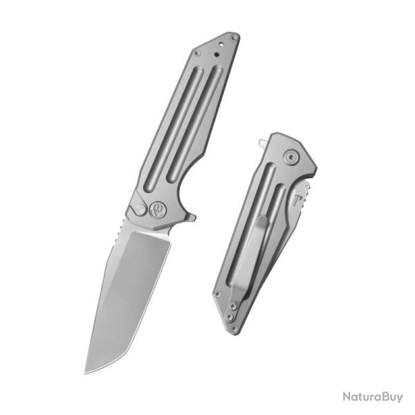 Couteau Pliant KB Relentless Lame Acier M390 Manche Titane Gris Button Lock KUB462A