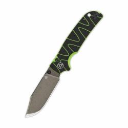 Couteau QSP Kali Lame Acier 14C28N Champagne Manche G10 Noir Fluo Button Lock QS159C2
