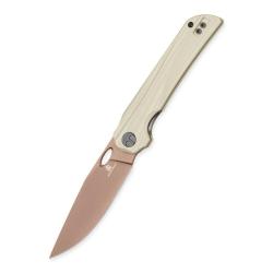 Couteau Pliant Bestechman Smuga Lame Acier AEB-L Manche G10 Beige Clair Liner Lock BTKMK22D