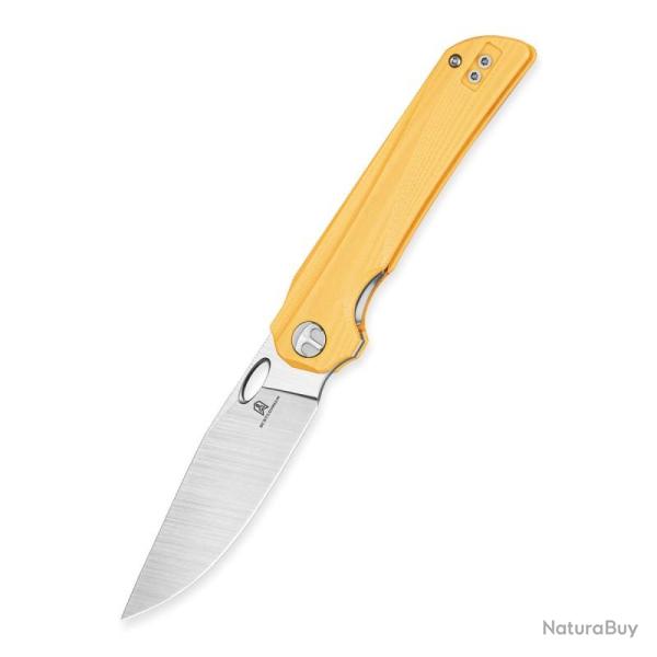 Couteau Pliant Bestechman Smuga Lame Acier AEB-L Manche G10 Jaune Liner Lock BTKMK22B