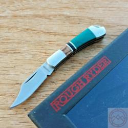 Couteau Pliant Rough Ryder Mini Lame Acier inoxydable Manche turquoise et bois brun RR1473
