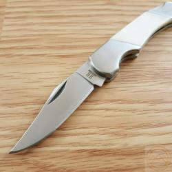 Couteau Pliant Rough Ryder Pinto II Lame Acier inoxydable Manche os blanc lisse Back Lock RR1339
