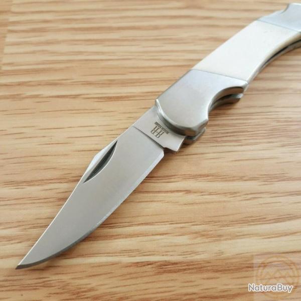 Couteau Pliant Rough Ryder Pinto II Lame Acier inoxydable Manche os blanc lisse Back Lock RR1339