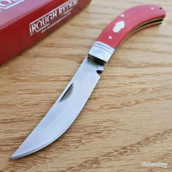 Couteau Pliant Rough Ryder Bow Trapper Lame Acier inoxydable Manche Micarta rouge RR2257