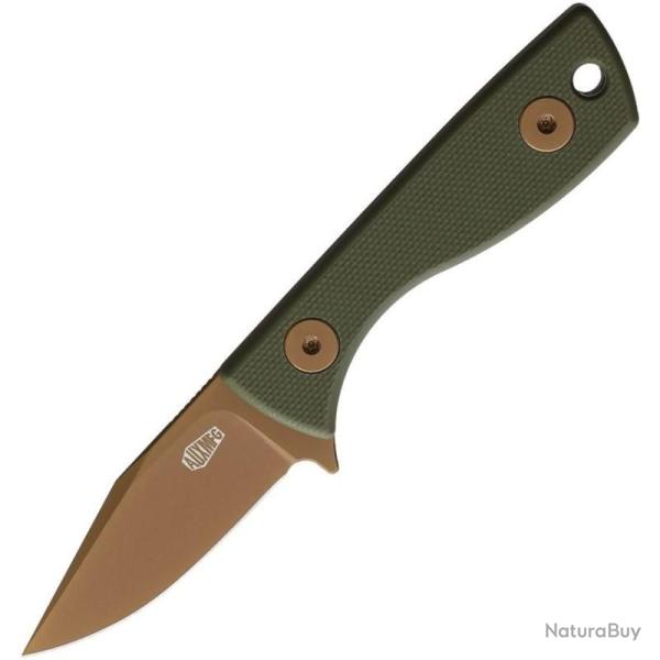 Couteau Fixe Auxiliary Runt Deadhead Lame Acier 14C28N Manche G10 Vert Olive Housse Kydex AUX011GRN