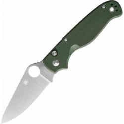 Couteau Pliant Spyderco ButtonUp Lame Acier 8Cr13MoV Manche G10 Vert Olive Button Lock SC275GPGR