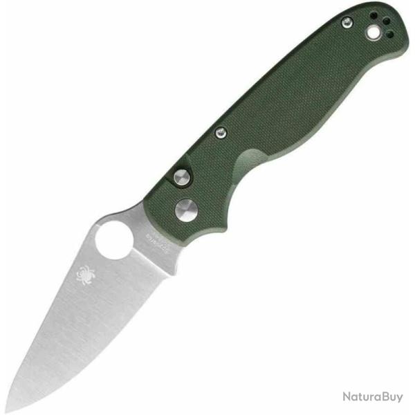Couteau Pliant Spyderco ButtonUp Lame Acier 8Cr13MoV Manche G10 Vert Olive Button Lock SC275GPGR