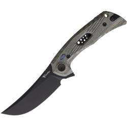 Couteau Reate PL-7 Lame Acier Nitro-V Manche Micarta Noir et Vert Pivot Lock REA196