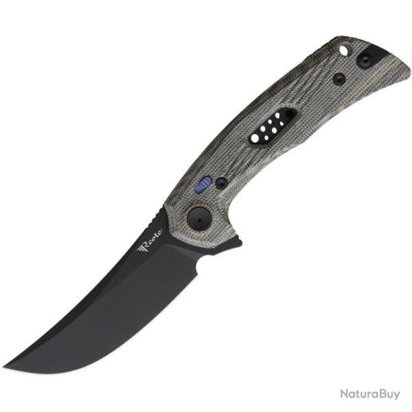 Couteau Reate PL-7 Lame Acier Nitro-V Manche Micarta Noir et Vert Pivot Lock REA196