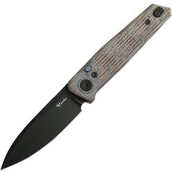 Couteau Reate PL-6 Lame Acier Nitro-V Manche Micarta Noir et Rouge Pivot Lock REA187