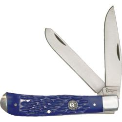 Couteau Cattleman's Cutlery Signature Trapper Blue Manche Delrin gaufr&eacute; Bleu Slipjoint CC0002JBL