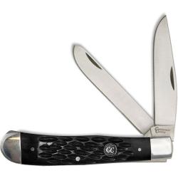 Couteau Cattleman's Cutlery Signature Trapper Black Manche Delrin gaufr&eacute; Noir Slipjoint CC0002JBD