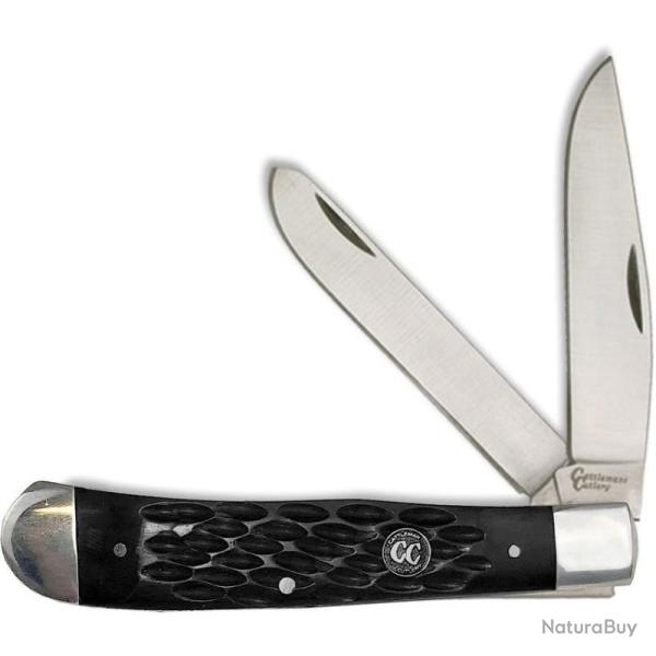 Couteau Cattleman's Cutlery Signature Trapper Black Manche Delrin gaufr� Noir Slipjoint CC0002JBD
