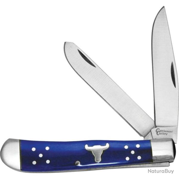 Couteau Cattleman's Cutlery Trapper Blue Manche Delrin Bleu Slipjoint CC0002BL