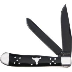 Couteau Cattleman's Cutlery Black Angus Trapper Manche Delrin Noir Slipjoint CC0002BD