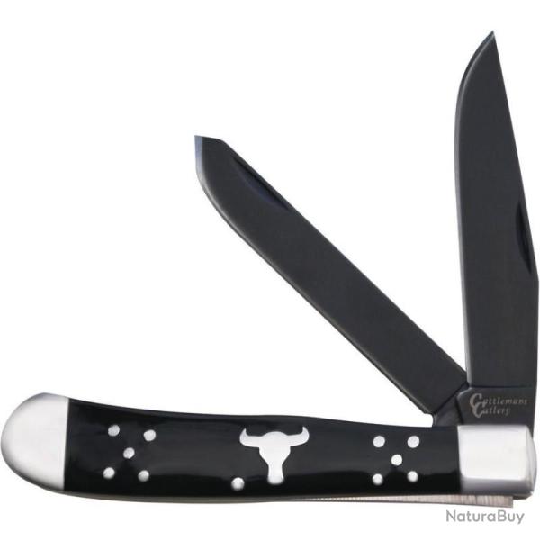 Couteau Cattleman's Cutlery Black Angus Trapper Manche Delrin Noir Slipjoint CC0002BD