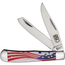 Couteau Cattleman's Cutlery Trapper American 250th Annv Manche Acrylique Drapeau US CC0002A250